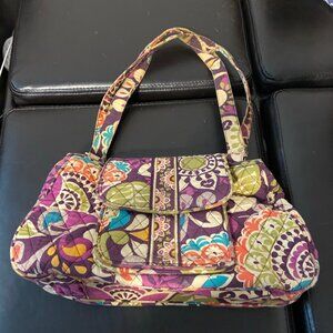 Vera Bradley RETIRED PLUM CRAZY PURPLE FLORAL SHOULDER BAG PURSE MAGNETIC CLOSE